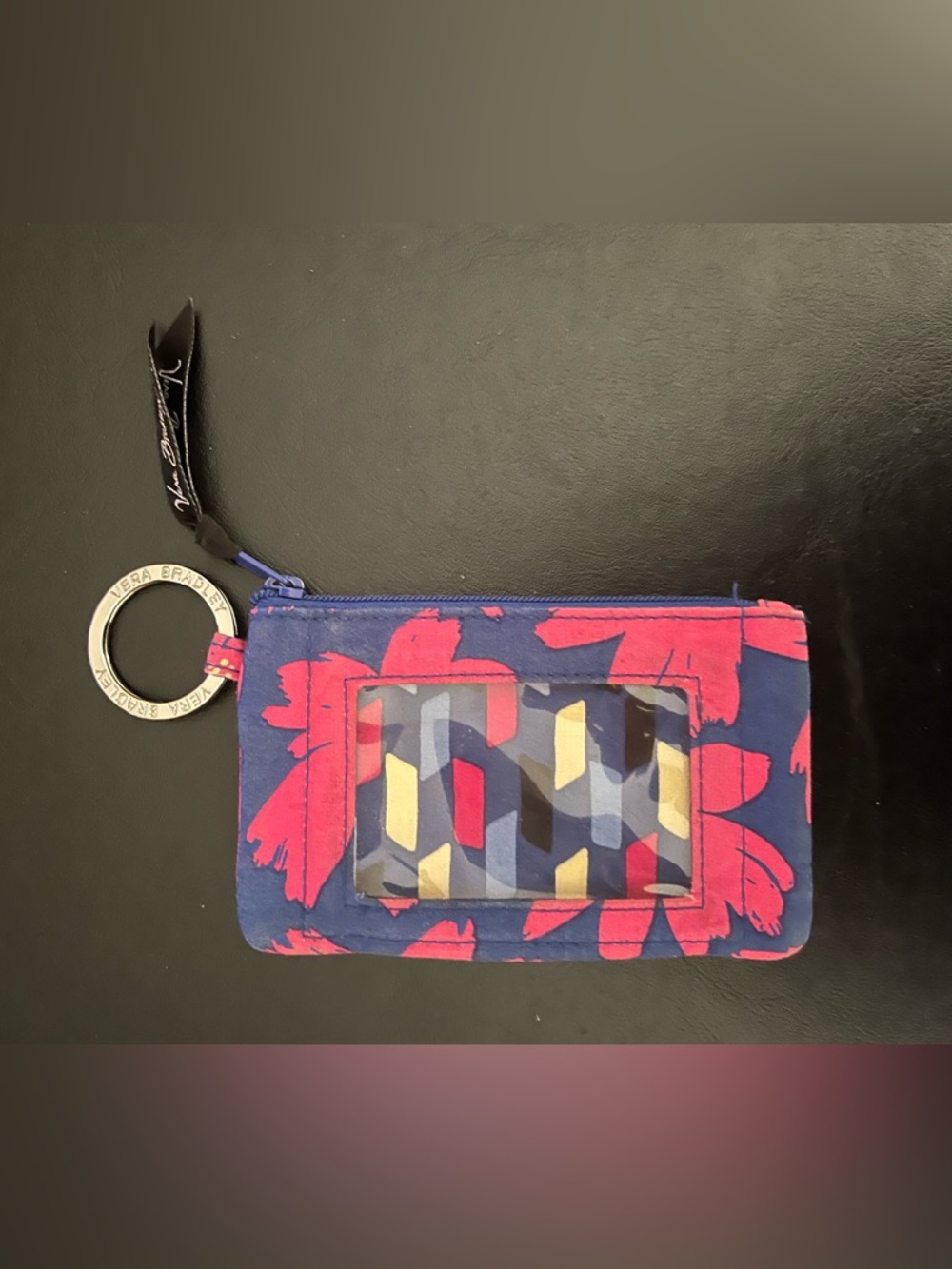 Vera Bradley Navy & Pink Floral Key Card Holder